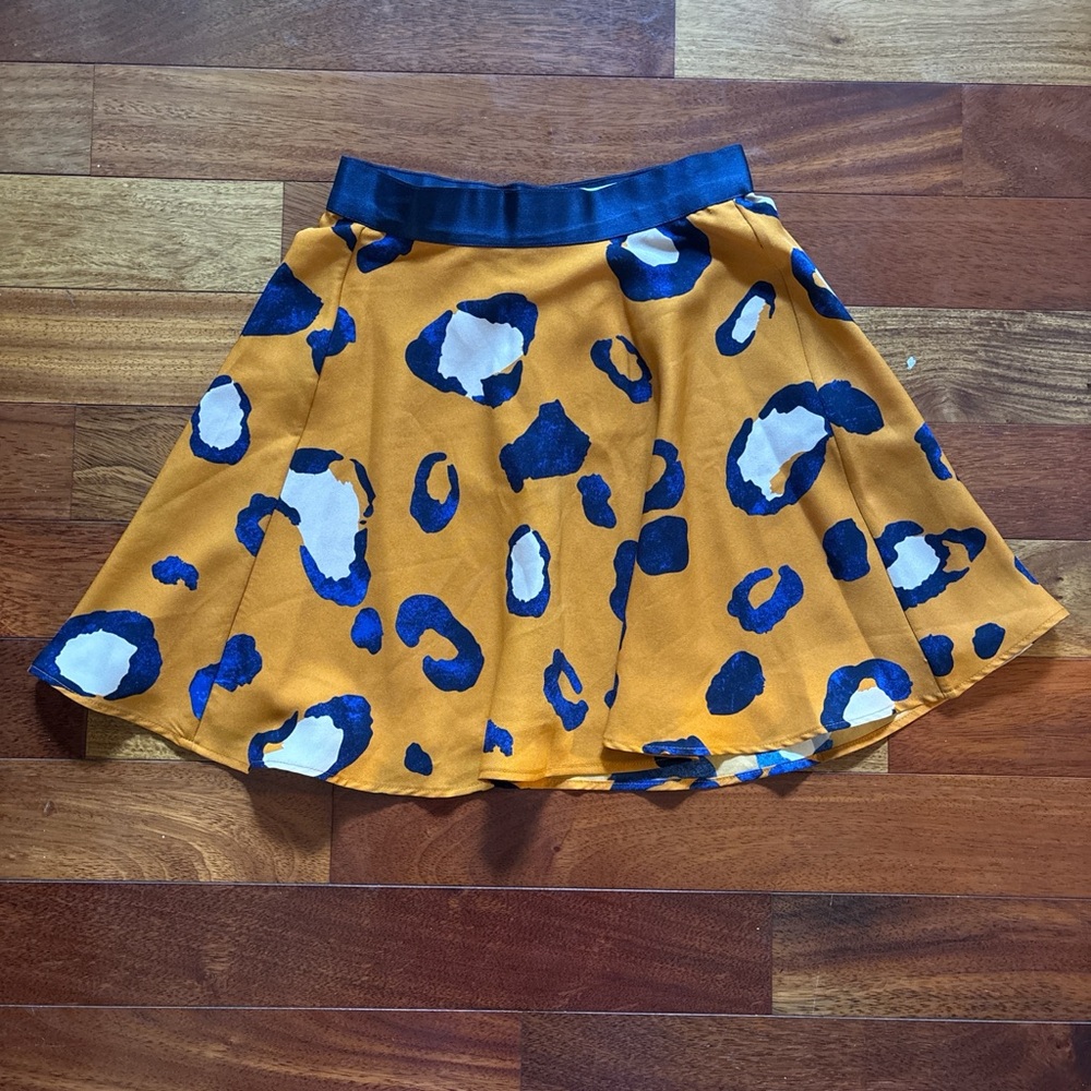 3.1 Phillip Lim Mustard Skater Skirt with Navy and White Spots